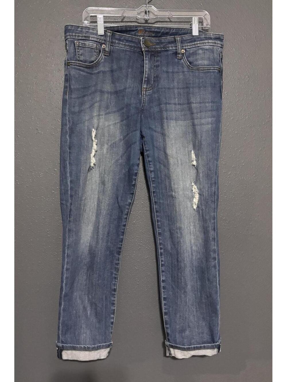 Kut From The Kloth Cuffed Distressed Jeans Size 10